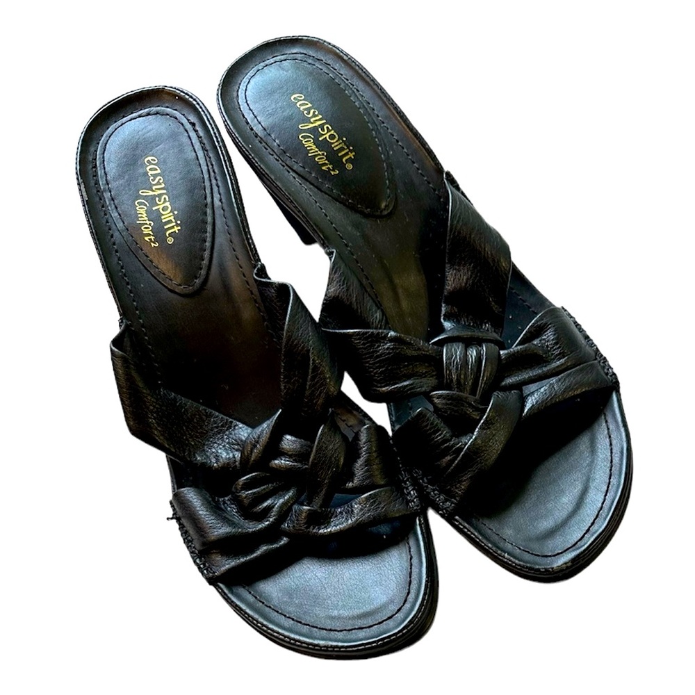 Easy spirit comfort black open toe block heel sandal women  9